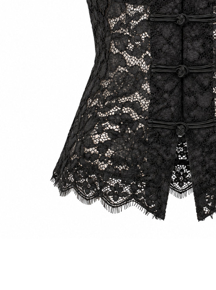 Blusa pizzo con alamari