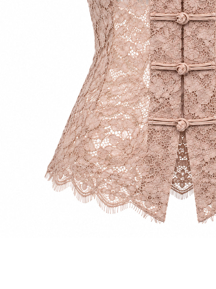 Blusa pizzo con alamari