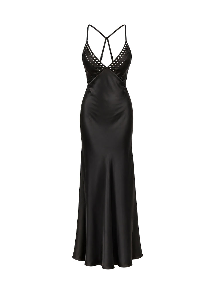 Abito lungo dettaglio borchie
