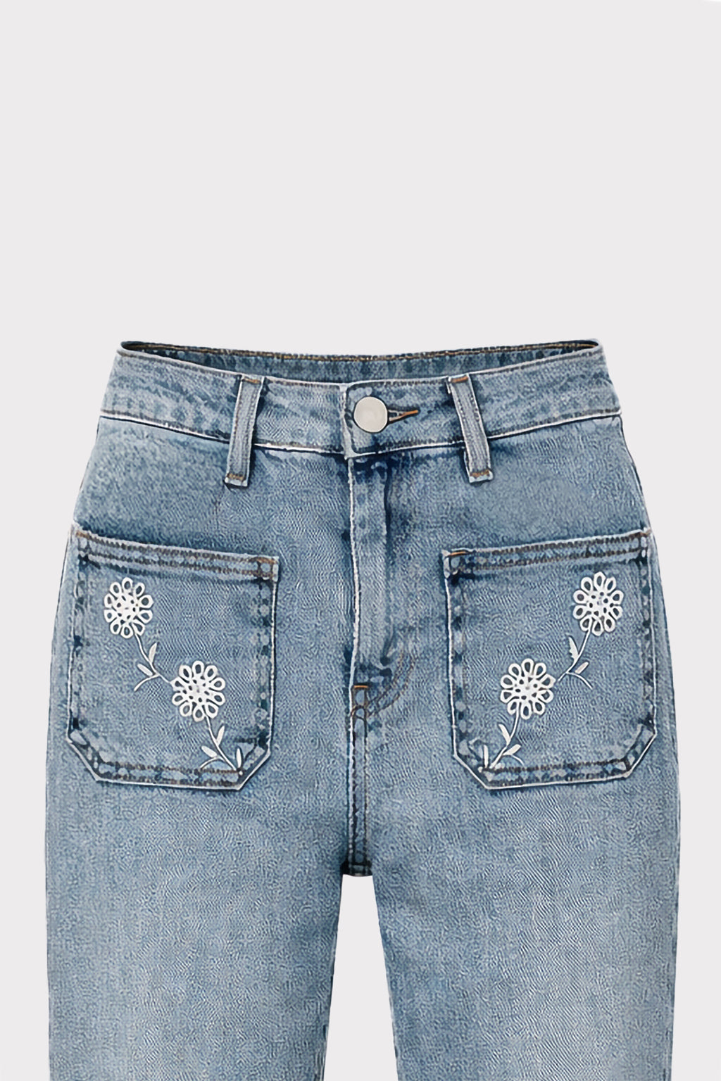 Jeans semi flare con ricamo