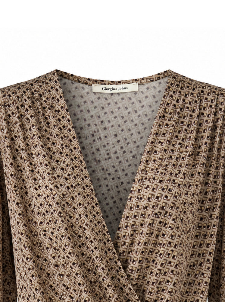 Blusa incrociata stampa geometrica