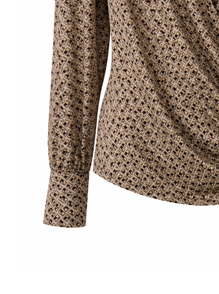 Blusa incrociata stampa geometrica
