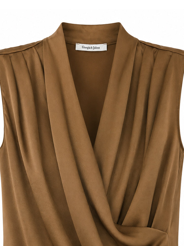 Top incrociato con drappeggio