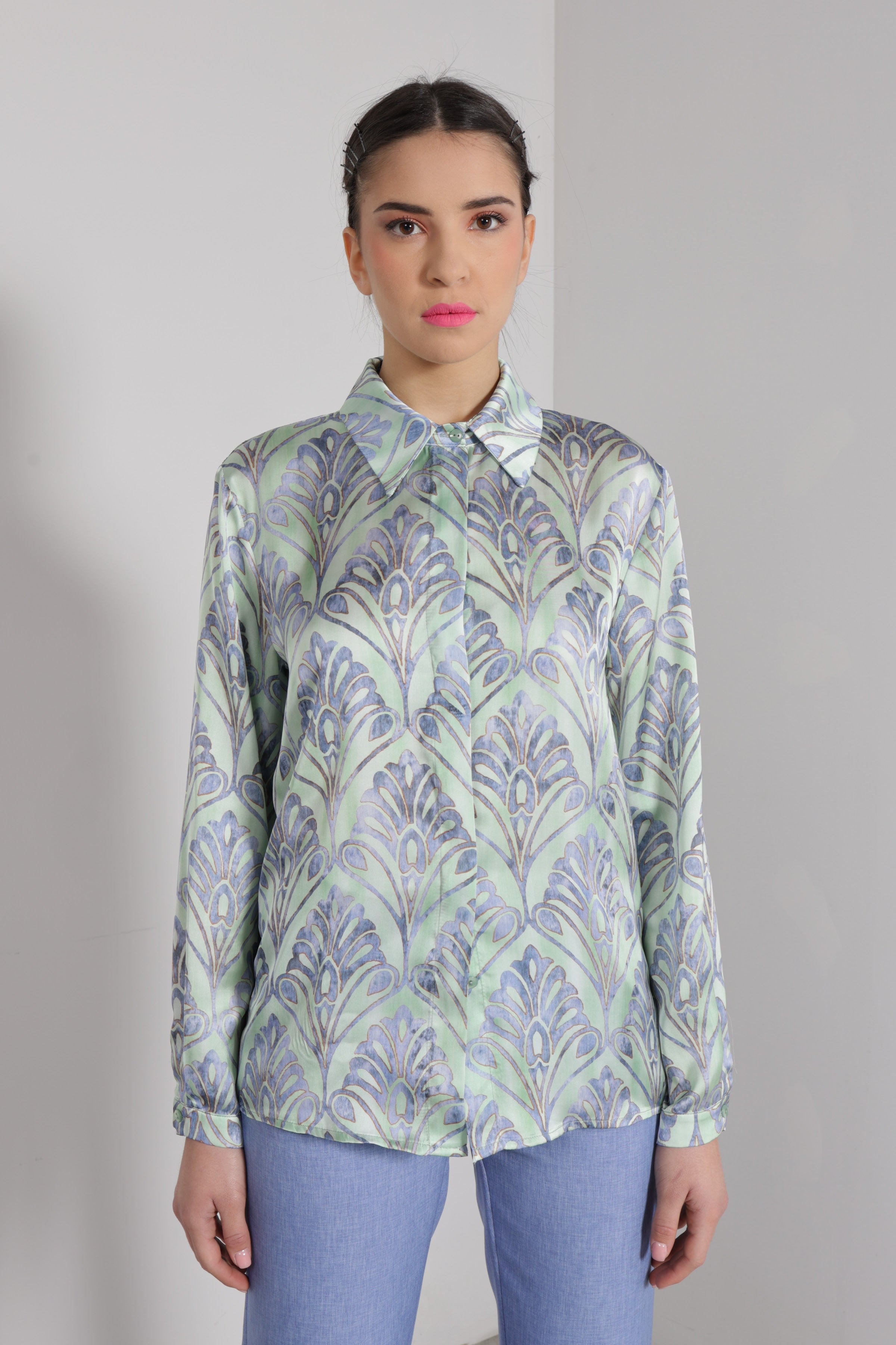 Camicia stampa damasco