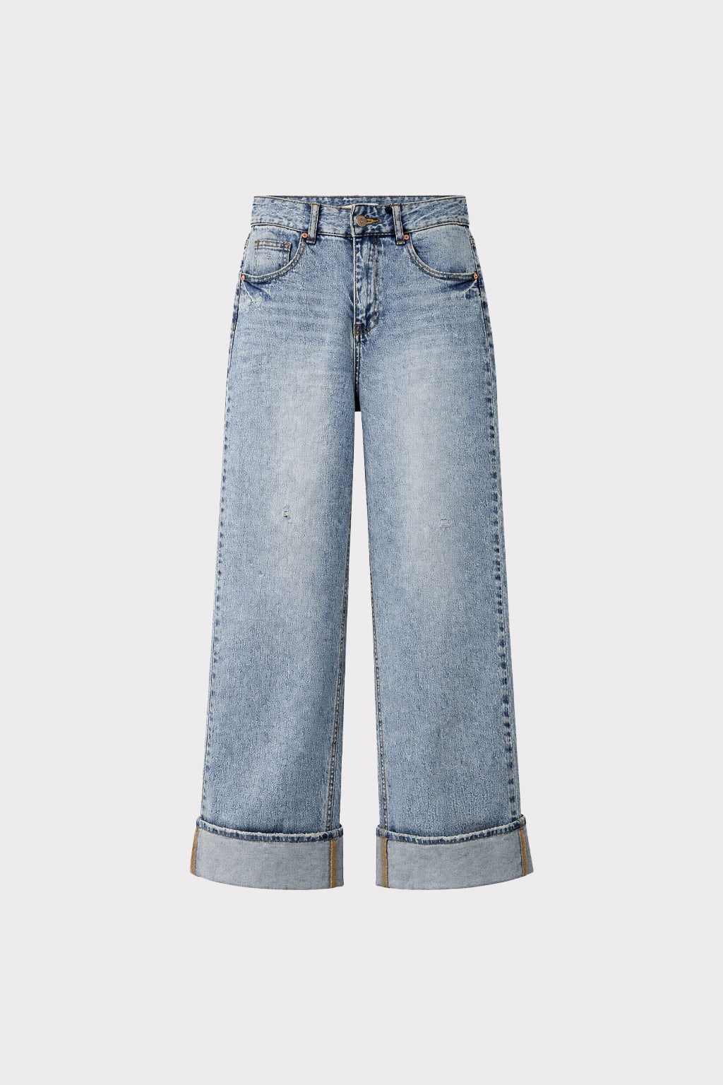 Jeans wide leg con risvolto