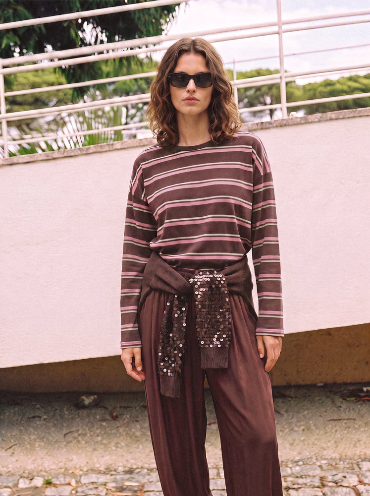 Maglia righe over con bordo strutturato
