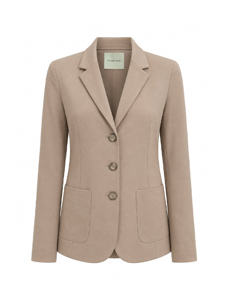 Blazer monopetto tasche a toppa