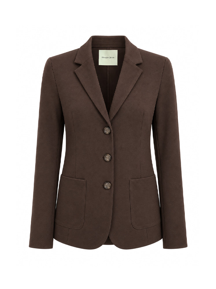 Blazer monopetto tasche a toppa