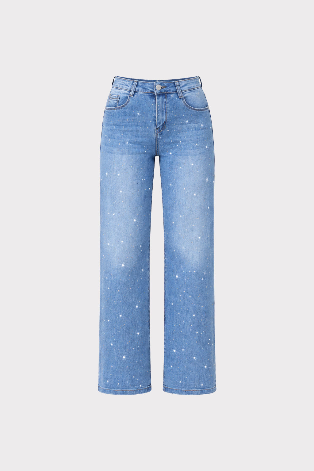 Jeans gamba dritta con strass