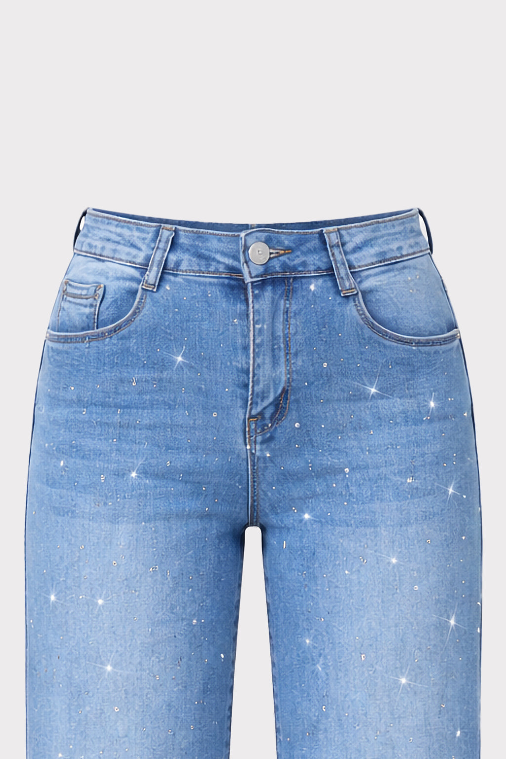 Jeans gamba dritta con strass