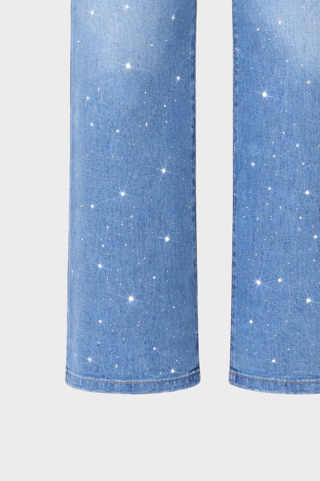 Jeans gamba dritta con strass