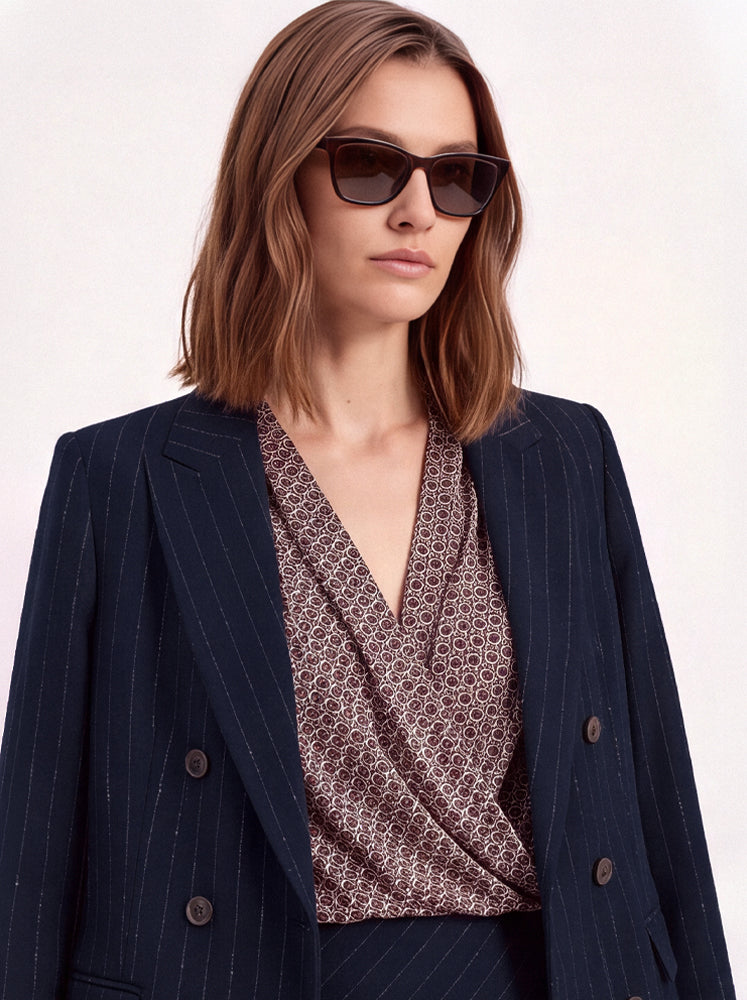 Blazer gessato micropaillettes