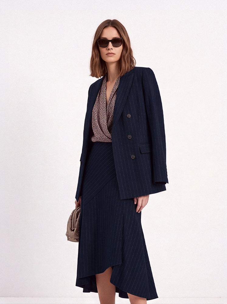 Blazer gessato micropaillettes