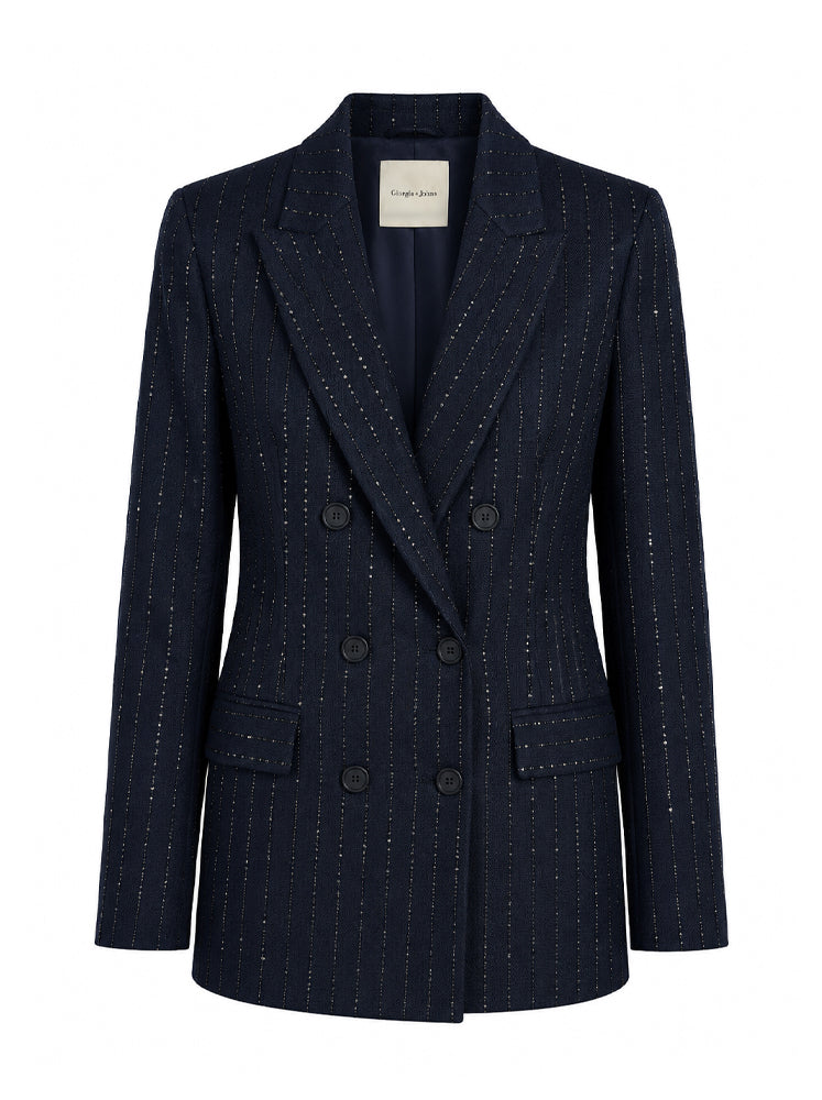 Blazer gessato micropaillettes