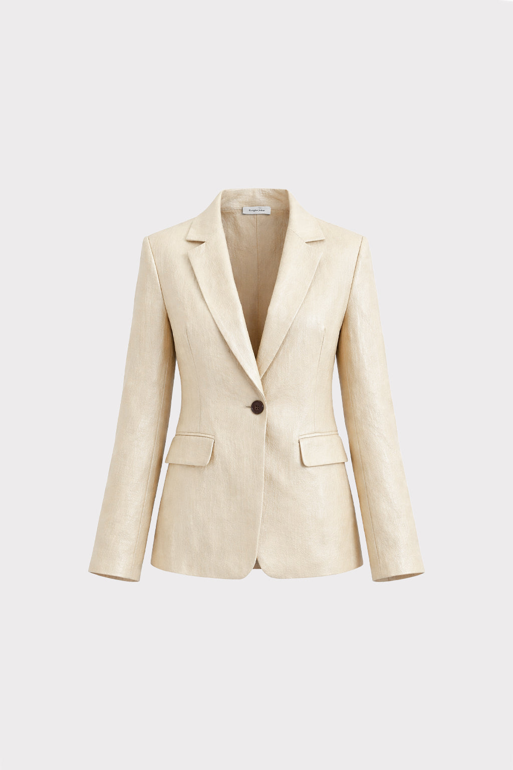 Blazer tessuto mosso effetto lucido