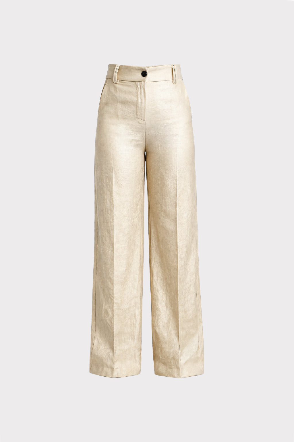 Pantalone tessuto mosso effetto lucido