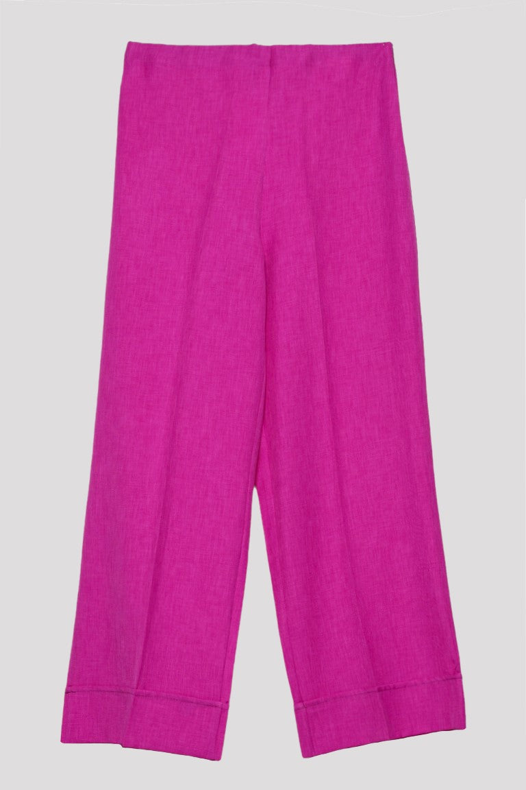 Pantalone risvolto tessuto fiammato