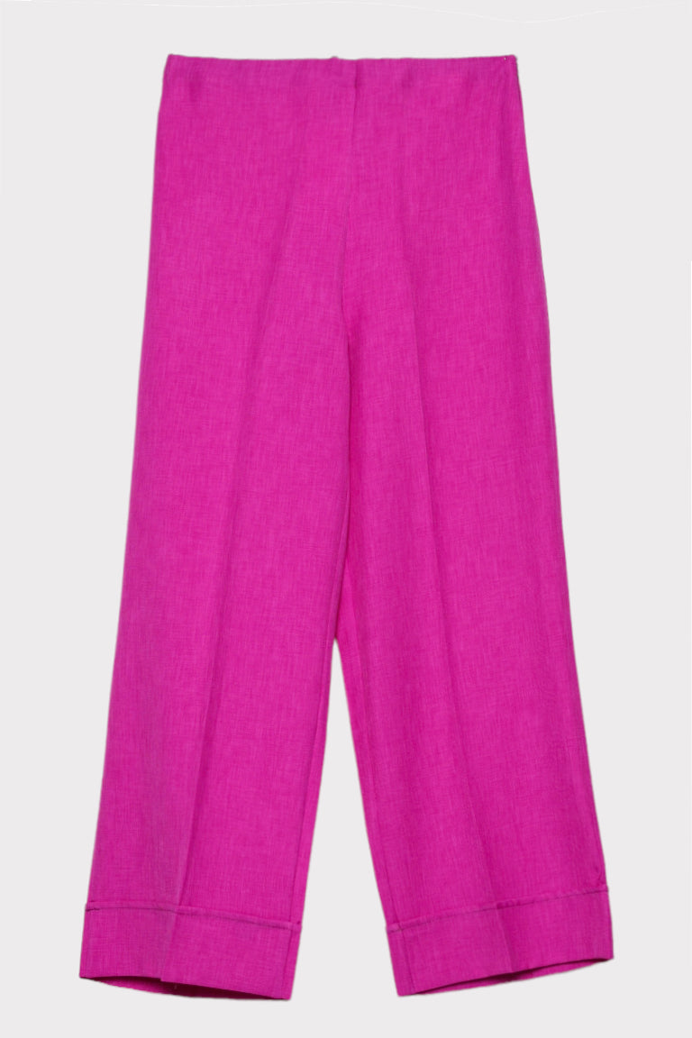 Pantalone risvolto tessuto fiammato