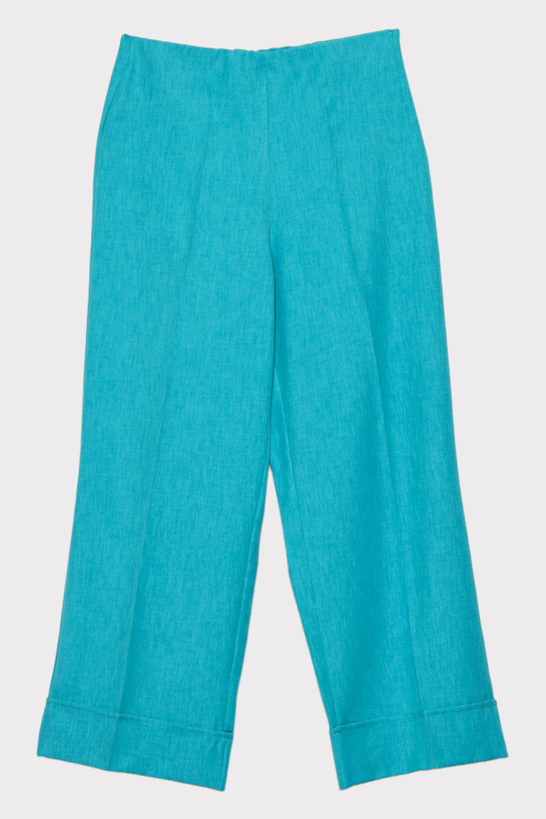 Pantalone risvolto tessuto fiammato