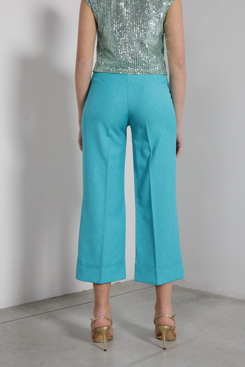 Pantalone risvolto tessuto fiammato