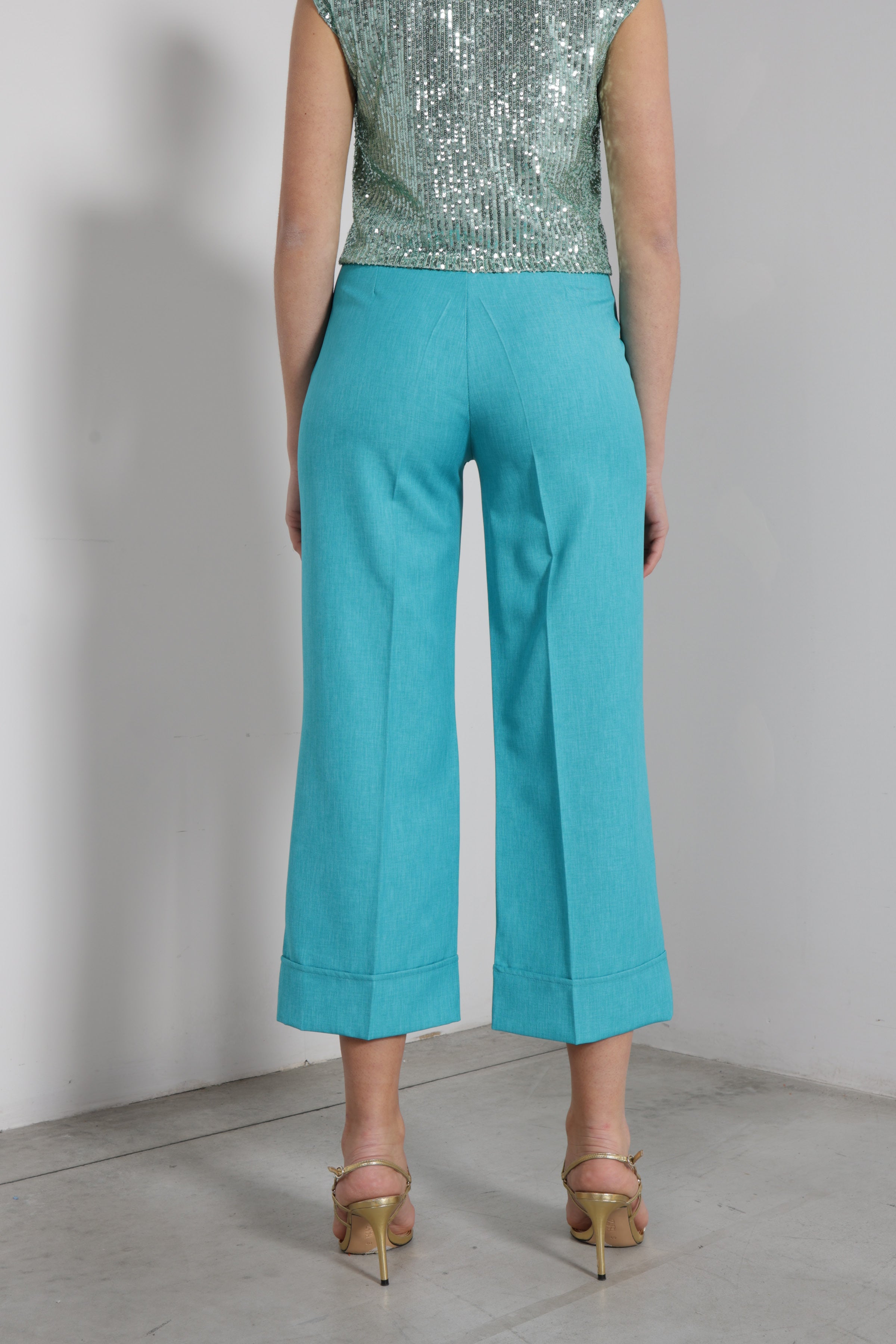 Pantalone risvolto tessuto fiammato