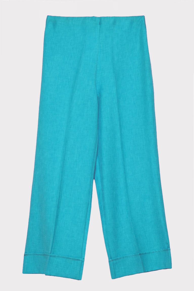 Pantalone risvolto tessuto fiammato