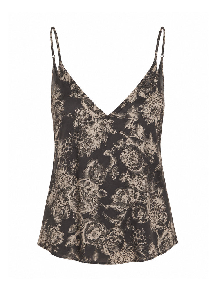 Top stampa botanica scollo a V