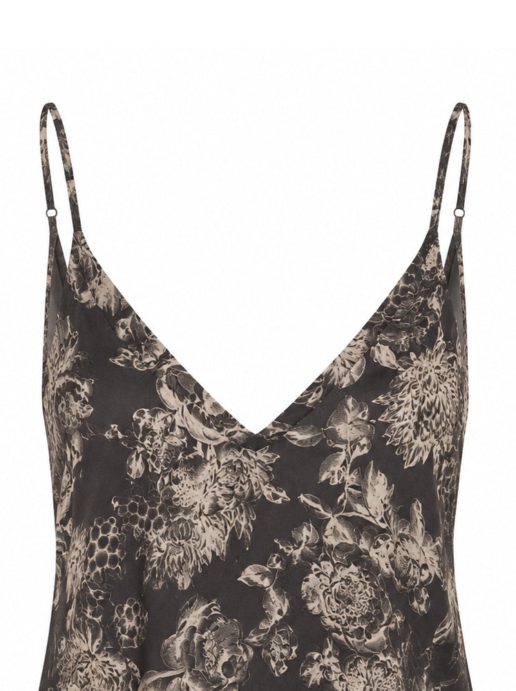 Top stampa botanica scollo a V