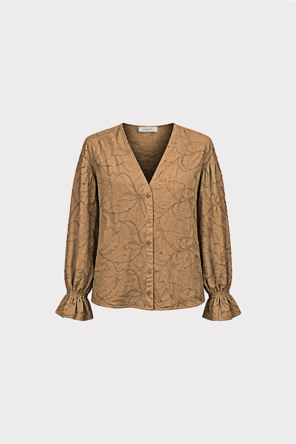 Camicia con ricamo floreale