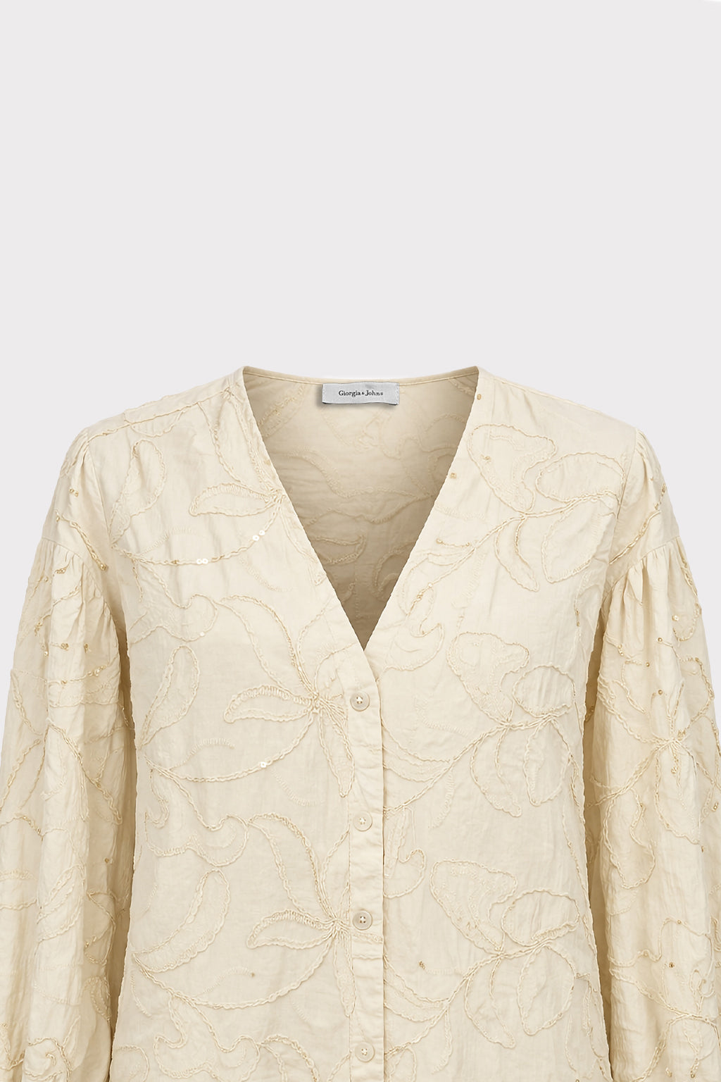 Camicia con ricamo floreale
