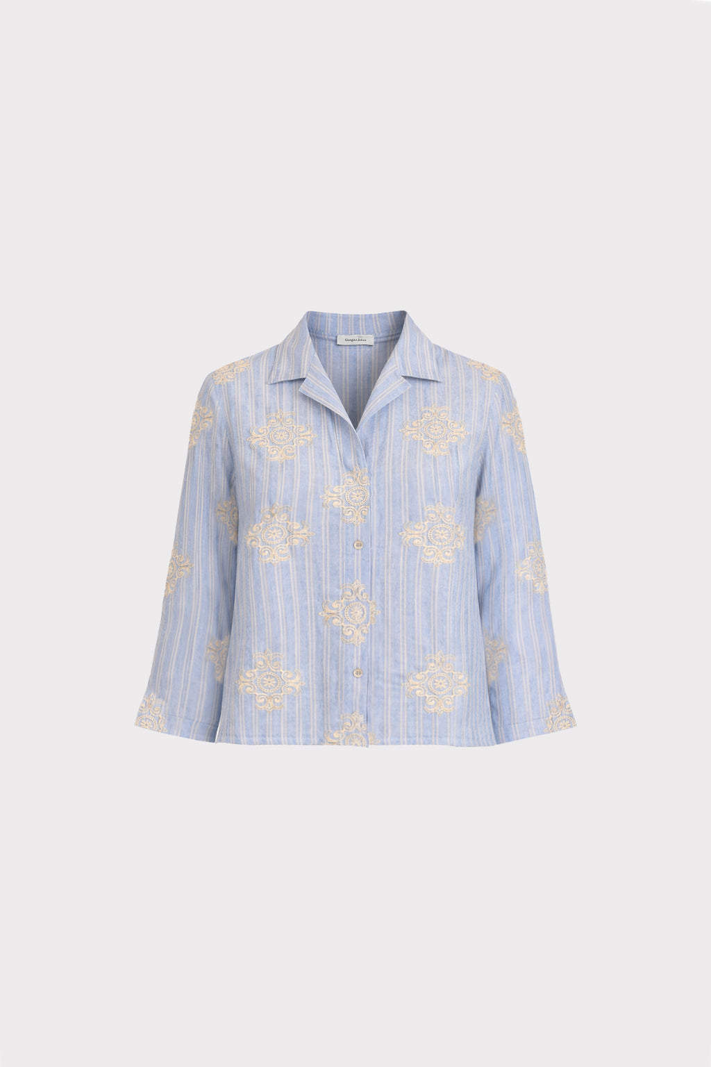 Camicia a righe con ricami
