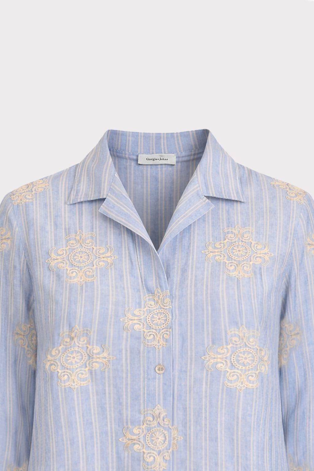 Camicia a righe con ricami