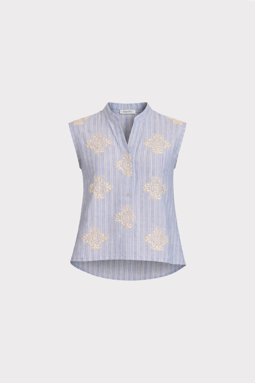 Blusa a righe con ricami