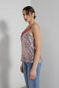 Top paillettes con pizzo