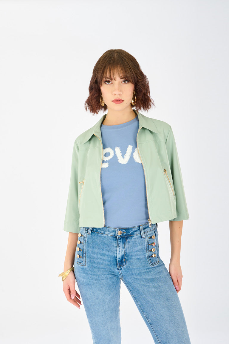 Giacca similpelle cropped