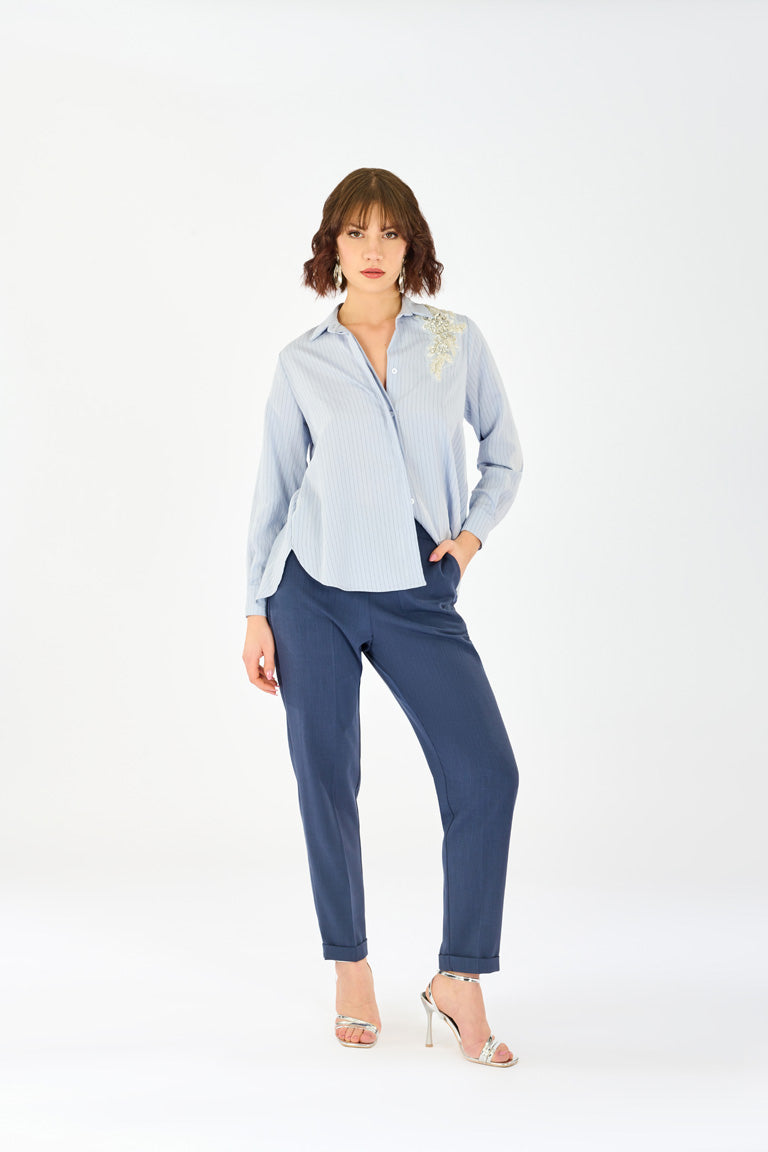 Camicia riga patch gioiello