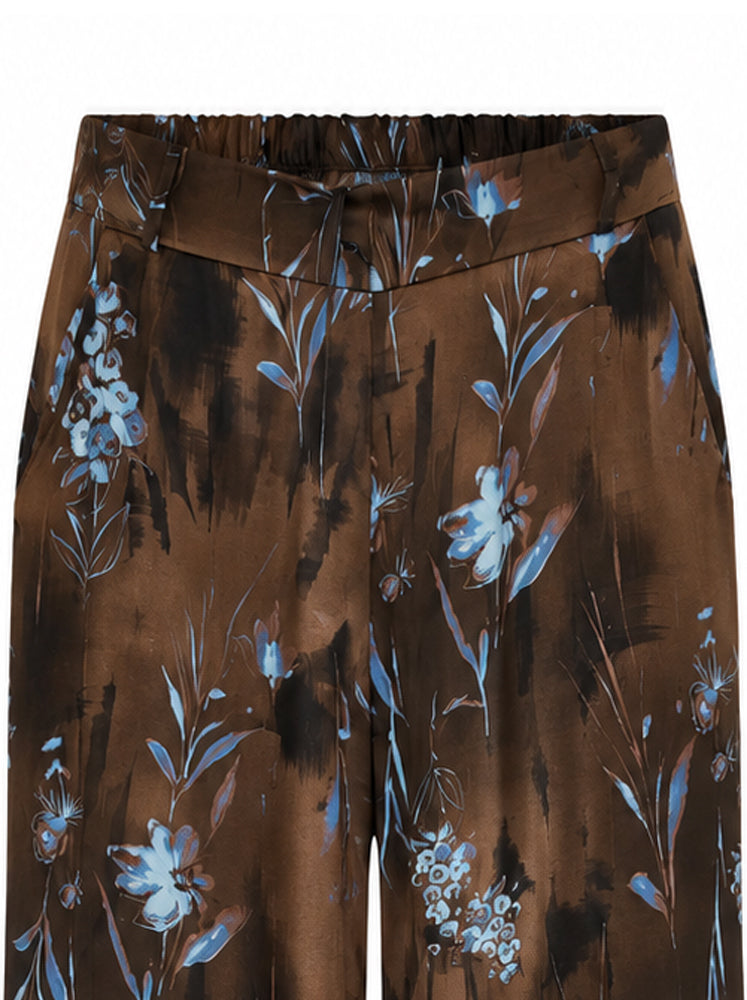 Pantaloni stampa botanica effetto acquerello