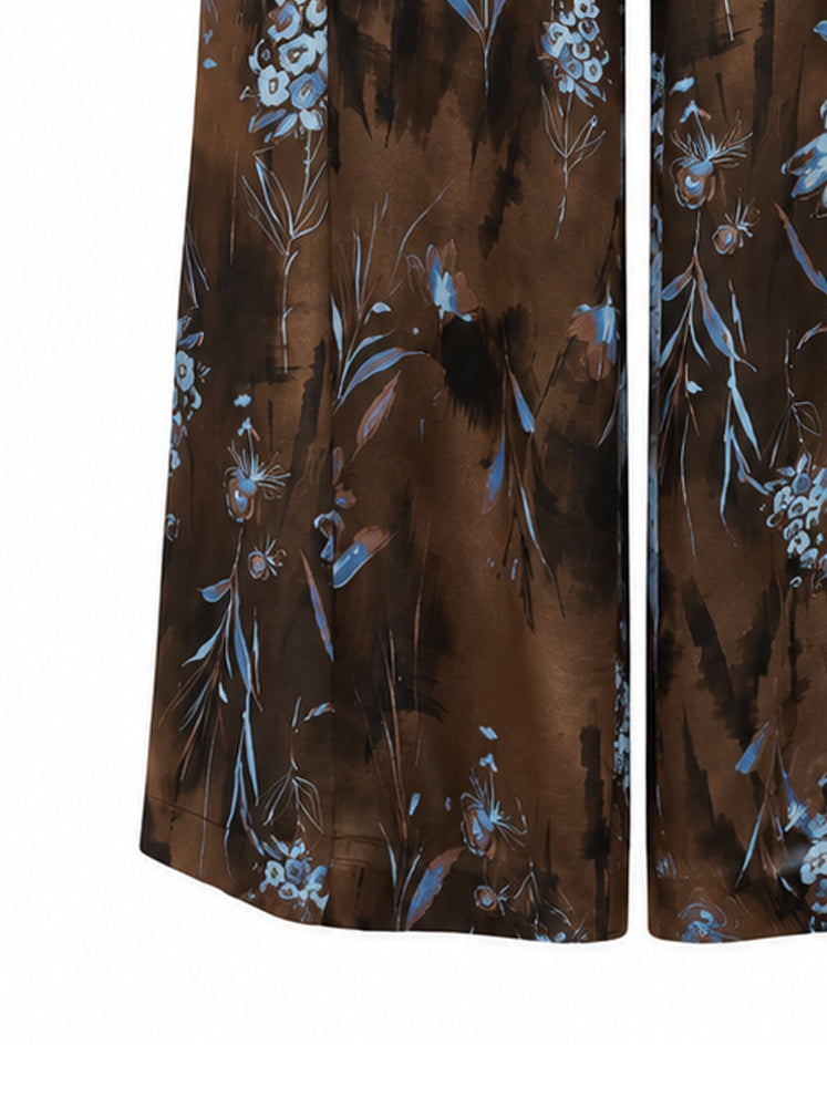 Pantaloni stampa botanica effetto acquerello