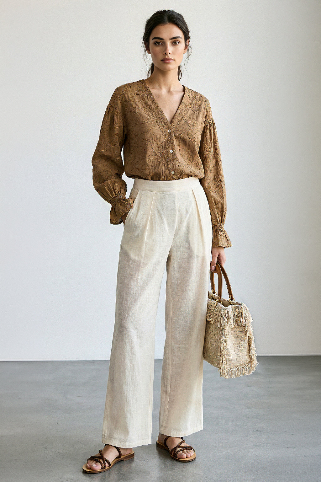 Pantalone cotone fiammato