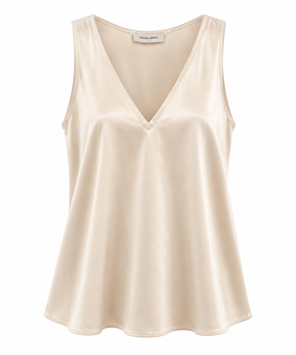 Top in raso scollo a V