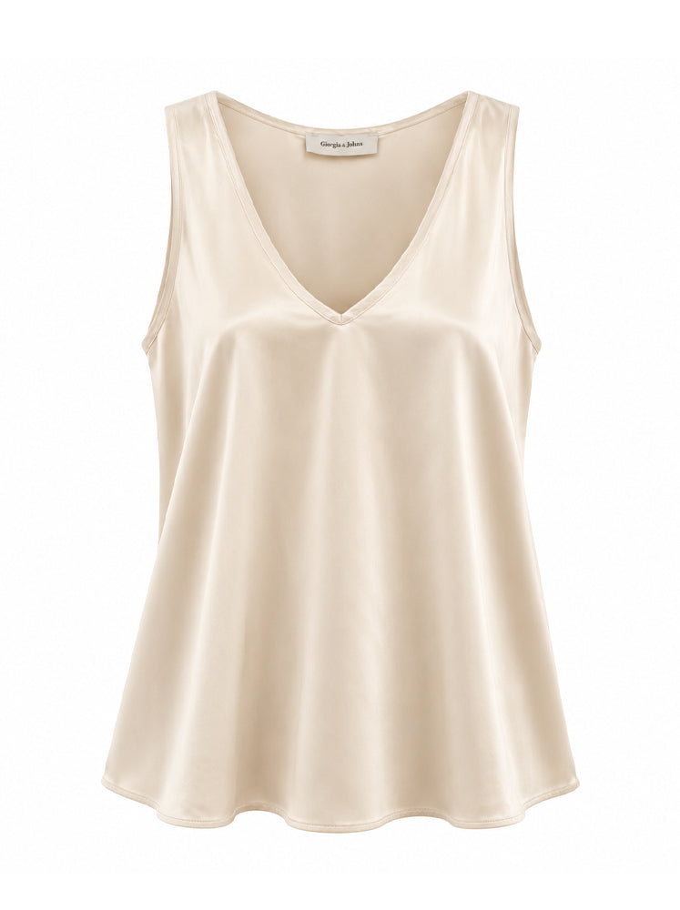 Top in raso scollo a V