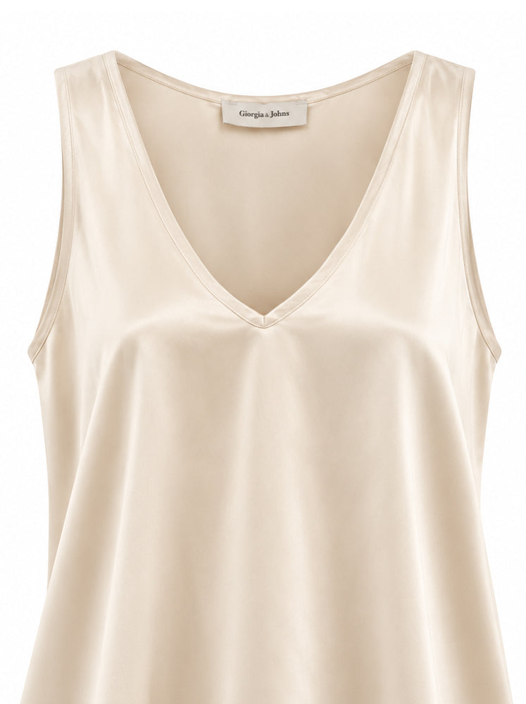 Top in raso scollo a V