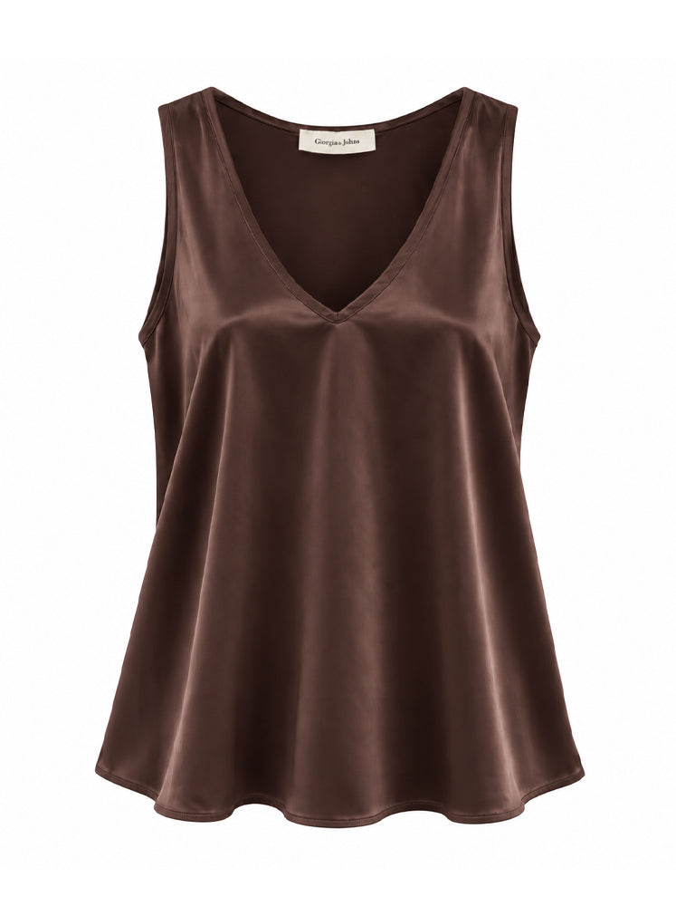 Top in raso scollo a V