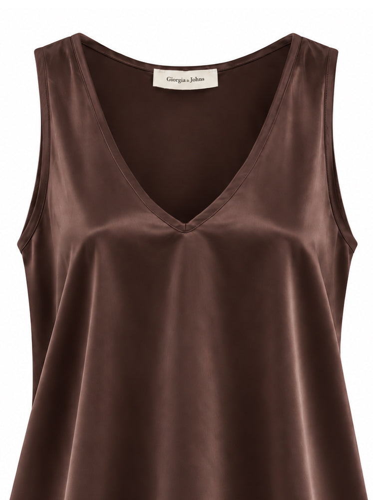 Top in raso scollo a V