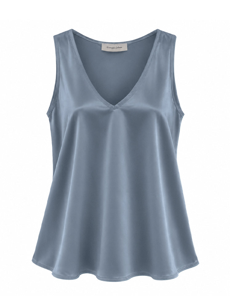 Top in raso scollo a V