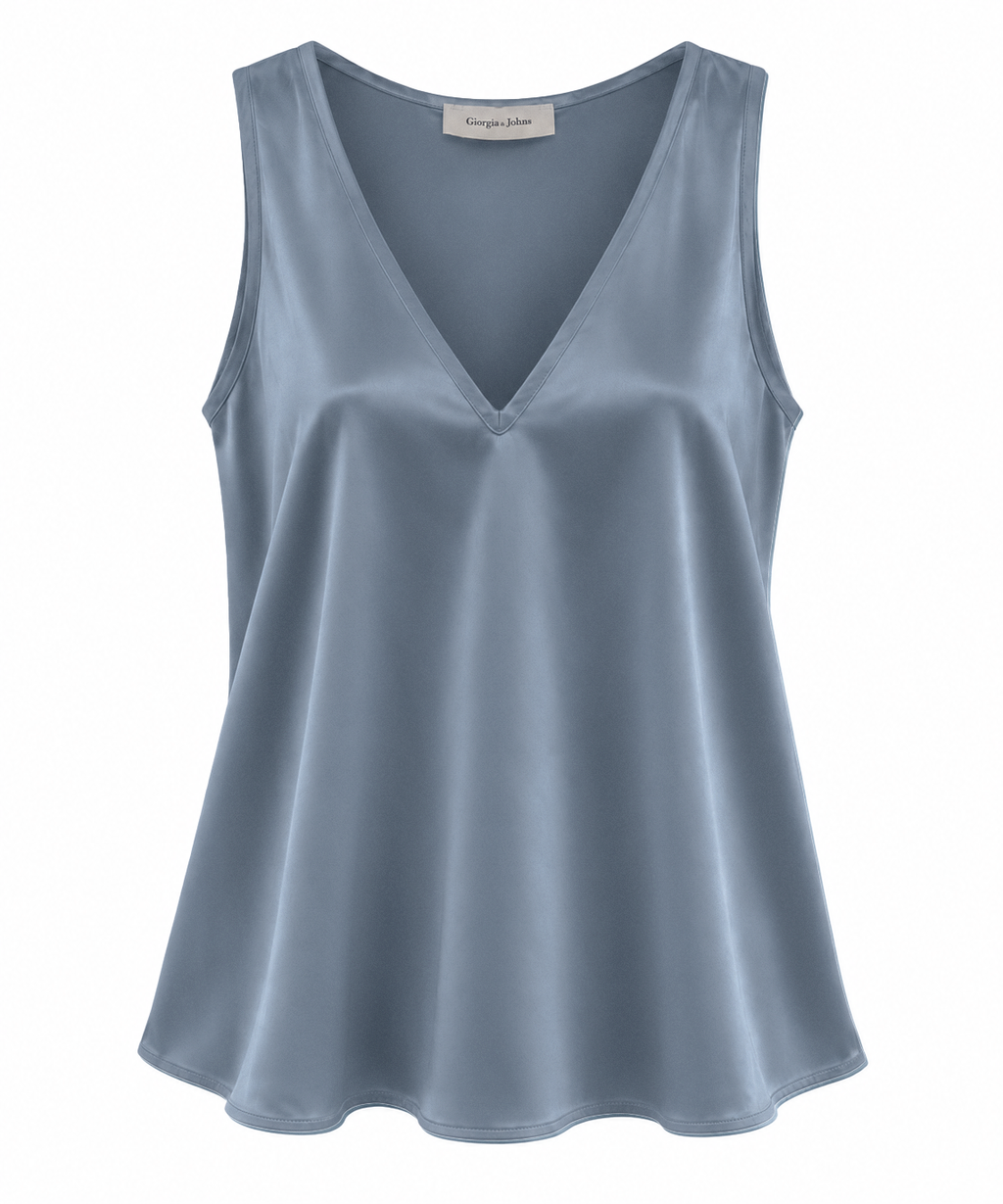 Top in raso scollo a V