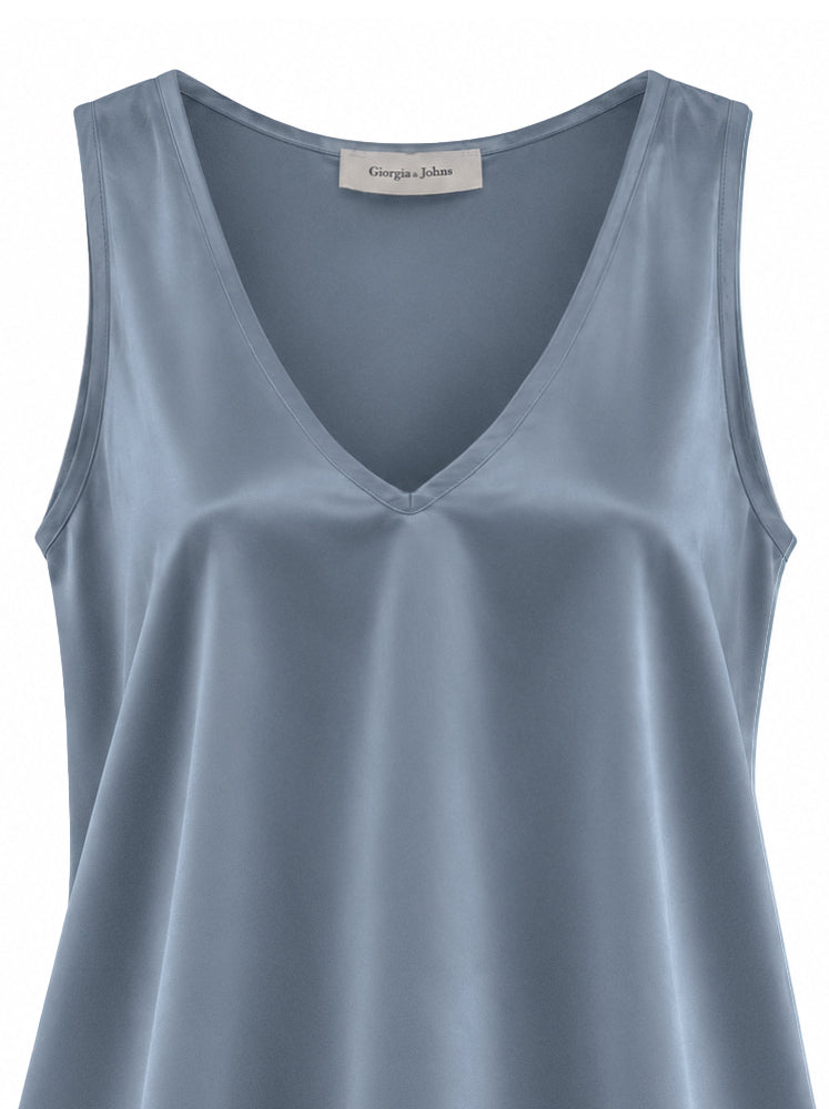 Top in raso scollo a V