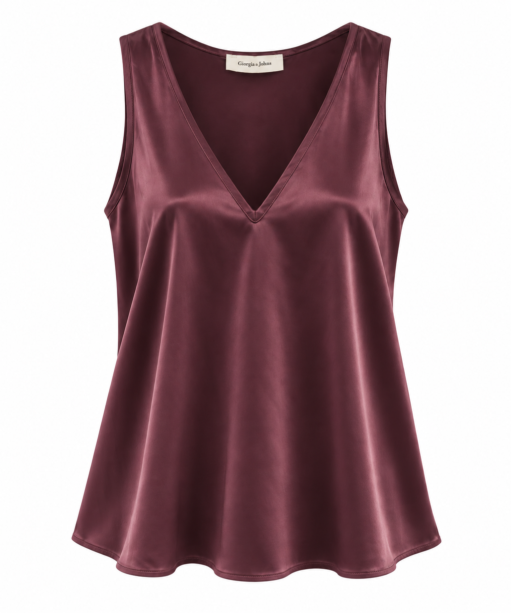 Top in raso scollo a V