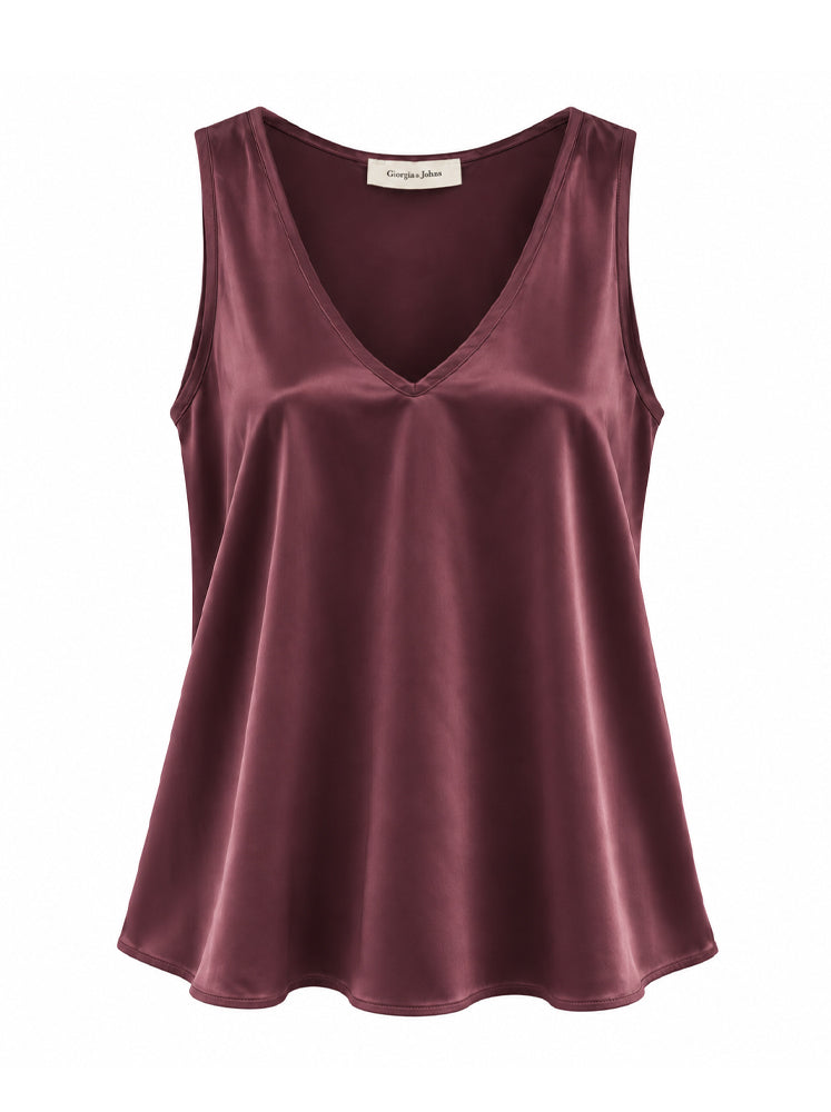 Top in raso scollo a V