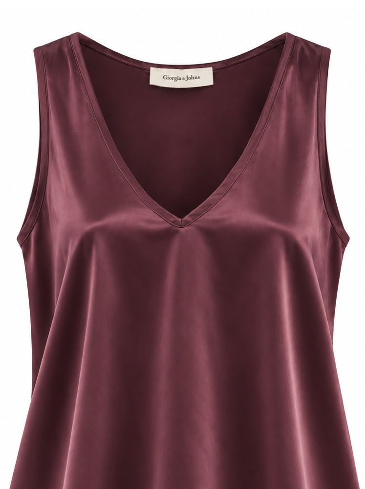 Top in raso scollo a V